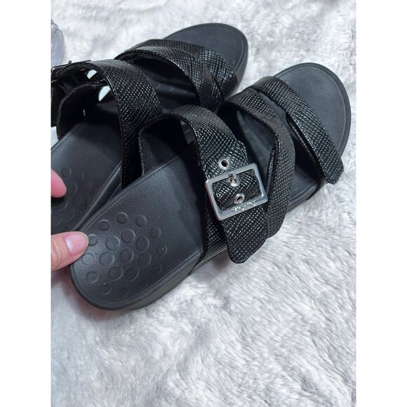Vionic Black Womens Sandals Size 7 With Buckle Strap & Textured Design - Picture 5 of 8